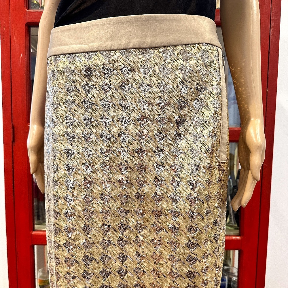 The Limited Gold Sequin Houndstooth Pencil Skirt NWT Sz 6
